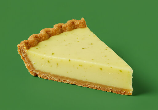 A Slice of Key Lime Pie on Green Background