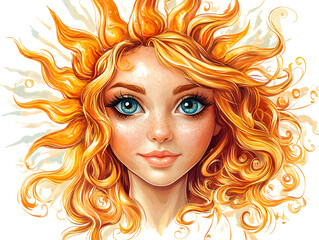 Bright Smiling Sun Character With Cheerful Expression Illuminating a Cheerful Landscape Filled With Clouds and a Joyful Atmosphere