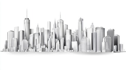 Fototapeta premium New York City Skyline Drawing Line Art - Single line drawing of NYC skyline, symbolizing urban architecture, modernity, ambition, density, and progress