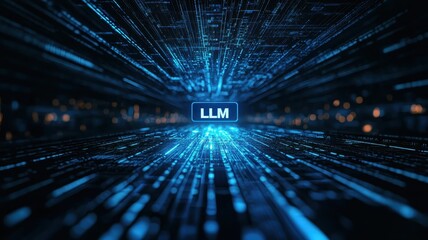 Futuristic LLM Data Stream Abstract Digital Technology Background