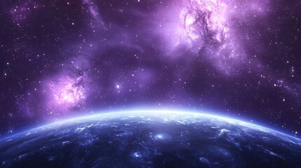 Fototapeta premium Cosmic Vista: Earth's Embrace from the Universe's Vastness