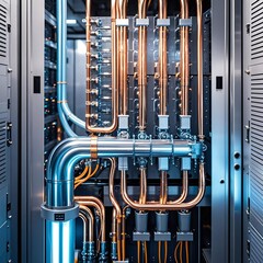 Data center, storage, cooling system, AI, control tower, high-end computer, data storage, graphic card, eco-friendly storage, water cooling, advanced, cooling device,