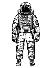 Exploring the cosmos with an astronaut in vintage style vector art showcasing the adventure of space travel