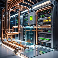 Data center, storage, cooling system, AI, control tower, high-end computer, data storage, graphic card, eco-friendly storage, water cooling, advanced, cooling device,