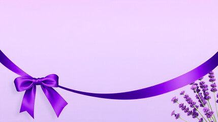 Purple ribbon offset on gradient lavender wide banner background