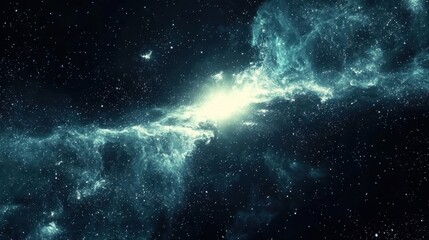 Cosmic Nebula: A Celestial Tapestry of Turquoise and Light