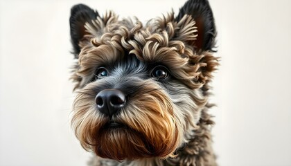 Naklejka premium Pumi dog with bright eyes and sharp whiskers captured in soft natural lighting