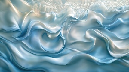 Obraz premium Soft Flowing Fabric Waves in Gentle Blue Tones with Smooth Textures and Light Reflections