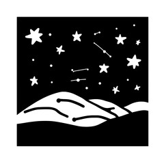 Magical night sky filled with stars and shooting stars above serene mountains under a clear canvas