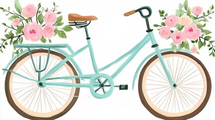 Fototapeta premium Charming Bicycle with Floral Arrangements for Springtime Decor
