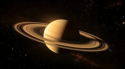 A massive, realistic Saturn-like planet with sharp ring details