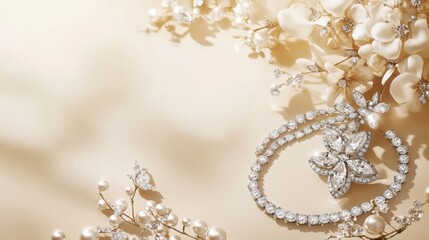 Fine Jewelry Arrangement on Soft Beige Backdrop