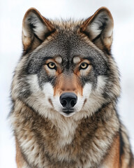Fototapeta premium Captivating close-up of a wolf highlighting textures and colors, symbolizing teamwork in nature.