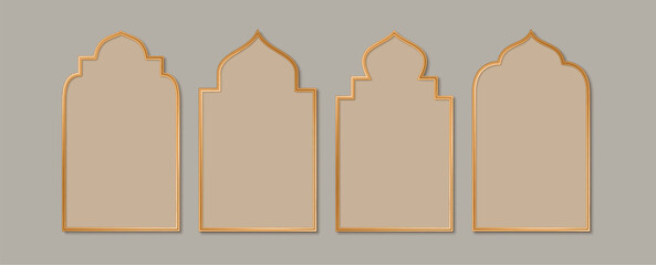 Collection of Islamic windows and arches in oriental style