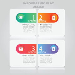 Obraz premium Four-step infographic design; gray background