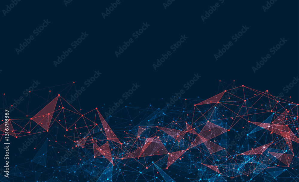 Wall mural geometric connected background. connecting dots and lines. global network connection. banner templat