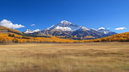 Obraz premium Mount sneffels dominating the landscape during fall foliage in colorado, usa