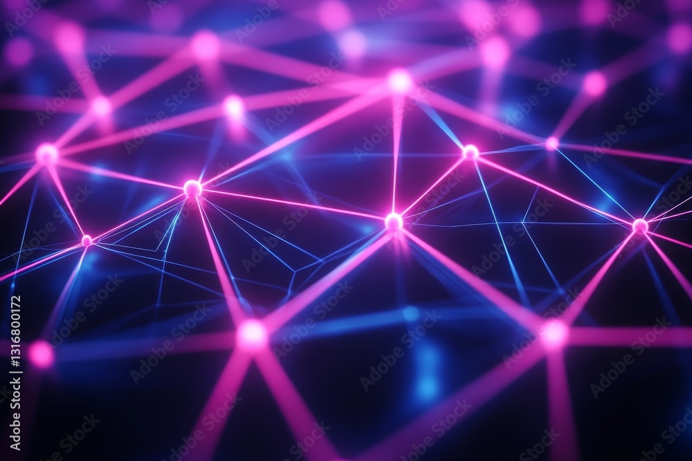 Poster abstract colorful network connection with bright nodes and lines