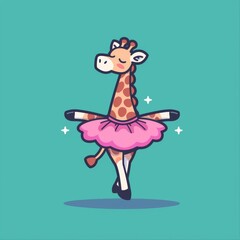 Cute Giraffe Ballerina Dancing