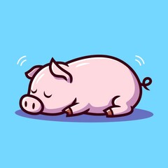 Cute pig sleeping, cartoon style