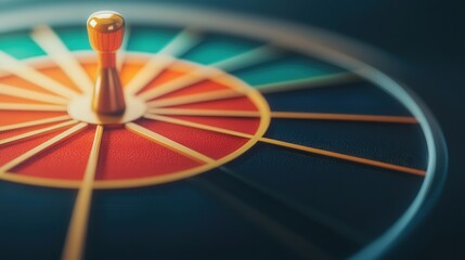Multicolored spinning roulette wheel with focal peg in motion blur