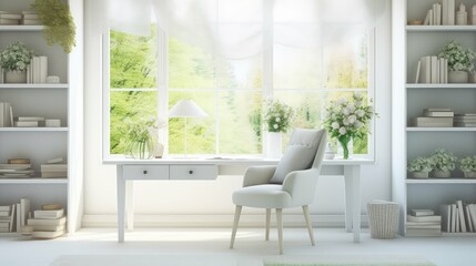 Fototapeta premium airy white space desk