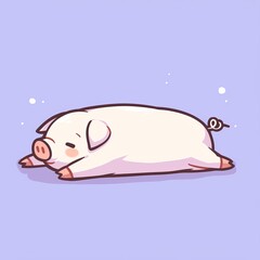 Cute Pig Lying Down, Pastel Background