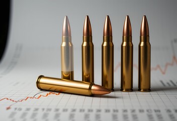 Bullets and rising financial graph, an analysis of risk and reward concept