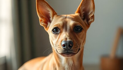 Abyssinian Sand Terrier standing tall with expressive eyes and sleek coat in sunlight