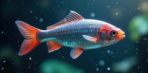 Hundreds of tiny iridescent fish, sparkling scales , scales, bioluminescence