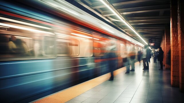 focus blurred subway interior