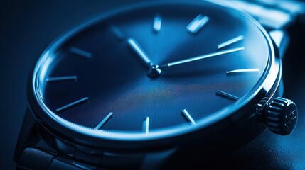 Close-up of a Minimalist Silver Watch with a Sleek Design, Showcasing Its Elegant Features in Soft Lighting