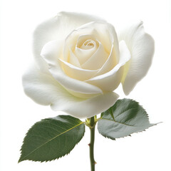 Elegant White Rose Image  Stock Photo on white background