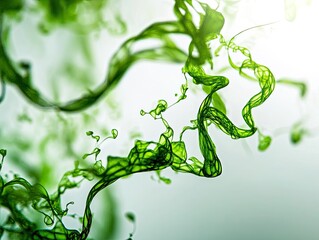 Fototapeta premium Emerald Green Abstract, Dancing Filaments in Aqueous Suspension Display