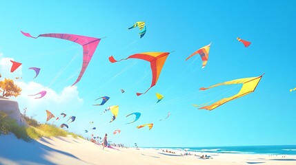 Obraz premium Various shapes sizes kites soaring pictures