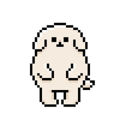 ピクセルアートなたくさん食べて満腹のわんこ⭐︎PNG