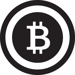 Obraz premium Black Bitcoin Logo Icon within a Coin Digital Currency and Cryptocurrency Investment 