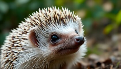 Fototapeta premium Portrait of a Female Hedgehog with Spiny Quills and Focused Expression