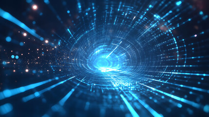 Abstract Blue Background with Radiating Light Rays, Creating a Vibrant and Dynamic Visual Effect of Depth and Energy.