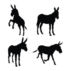 Set of Donkey black silhouette illustration on white background Vol 02