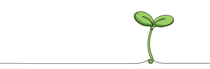 Single continuous line art sprout growth isolated on white background. Vector illustration