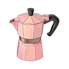 Vector of a pink moka pot