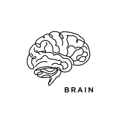 Continuous one line drawing of human brain line art vector illustration.
