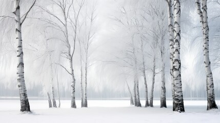 Fototapeta premium frozen birch trees winter