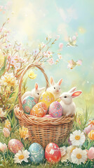 Illustration festive et lumineuse de P&acirc;ques