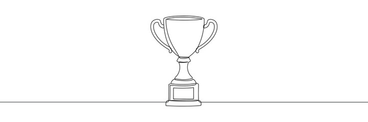 winner trophy one line drawing isolated on white background. Vector illustration