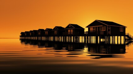 beach houses silhouette