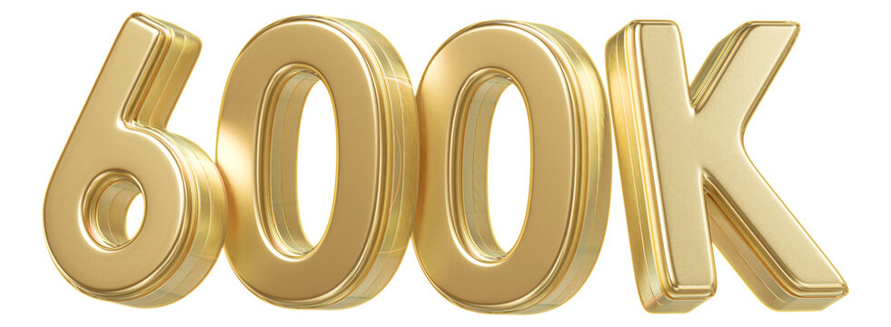 600K Follower Golden Number 3D Render