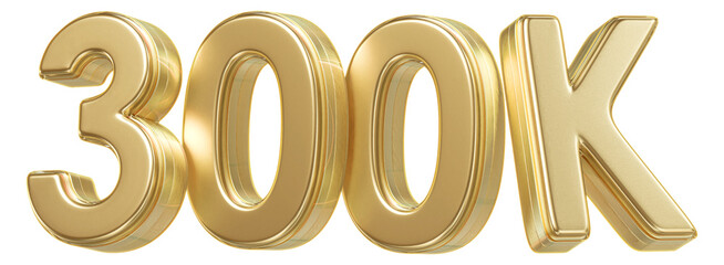 300K Follower Golden Number 3D Render