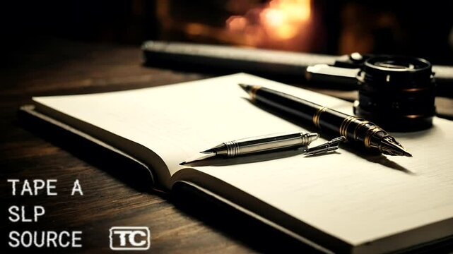 old book with pen
